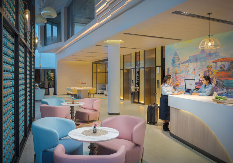 lobby at capri by fraser phnom penh photographed by exposure hotel photography