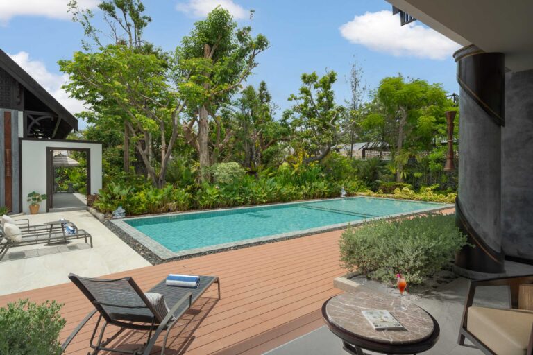 Pool view at Amara luxury villa in siem reap photographed by exposure photography