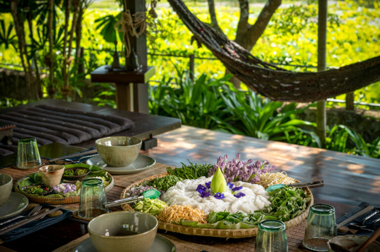 Elegant food presentation captured for boutique villa dining experience in Siem Reap