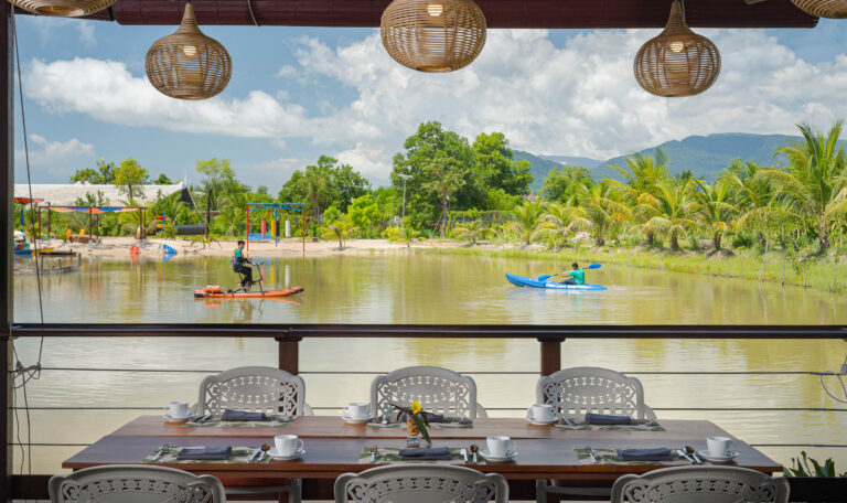 Hospitality image of reastaurant at Kampot resort with outdoor seating