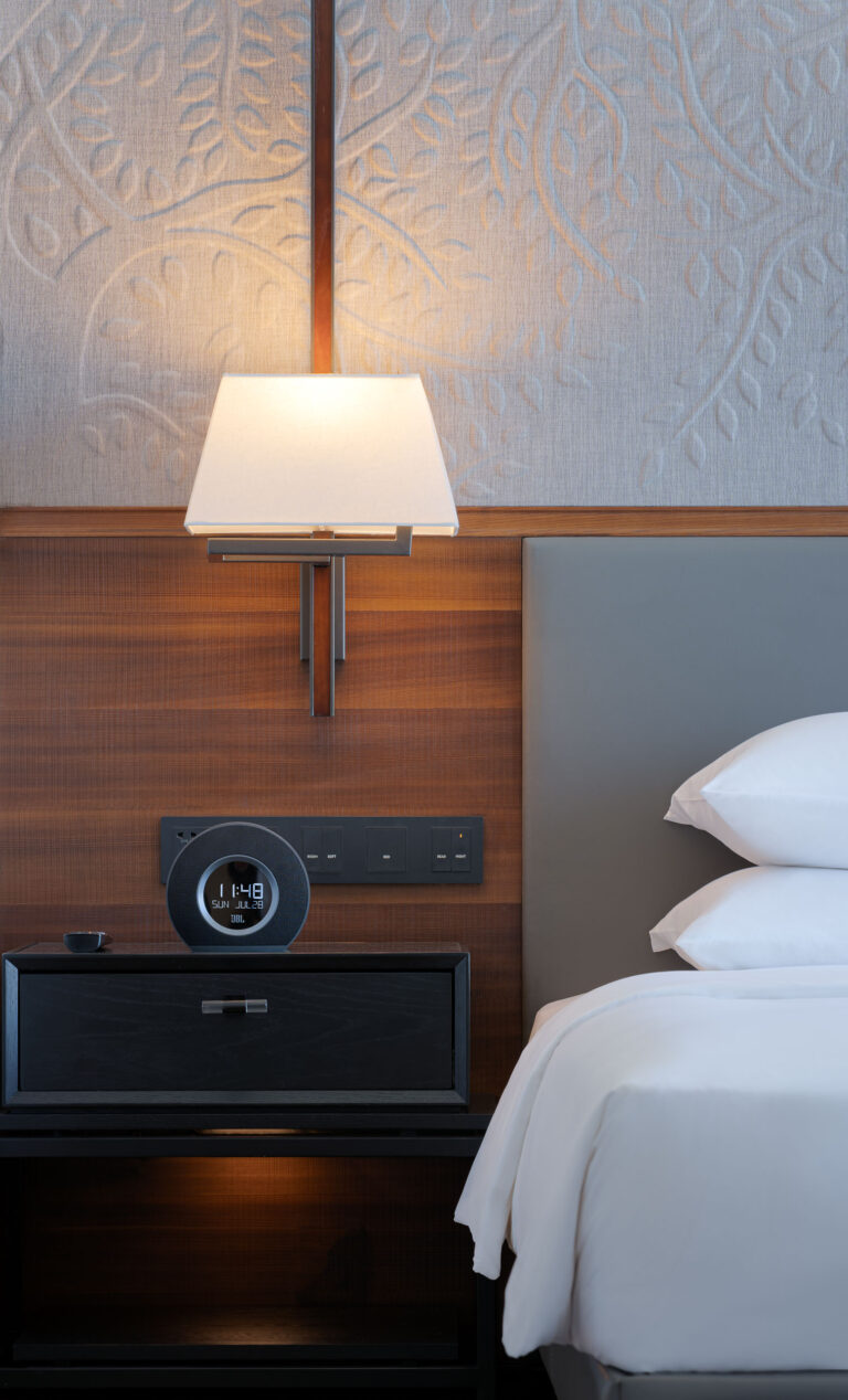 hotel room detail bedside lighting hyatt regency phnom penh cambodia interior photography