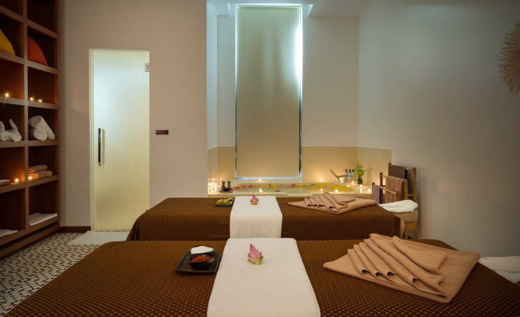 Spa interior at Waka Villa Boutique Hotel in Siem Reap, showing the full treatment room layout