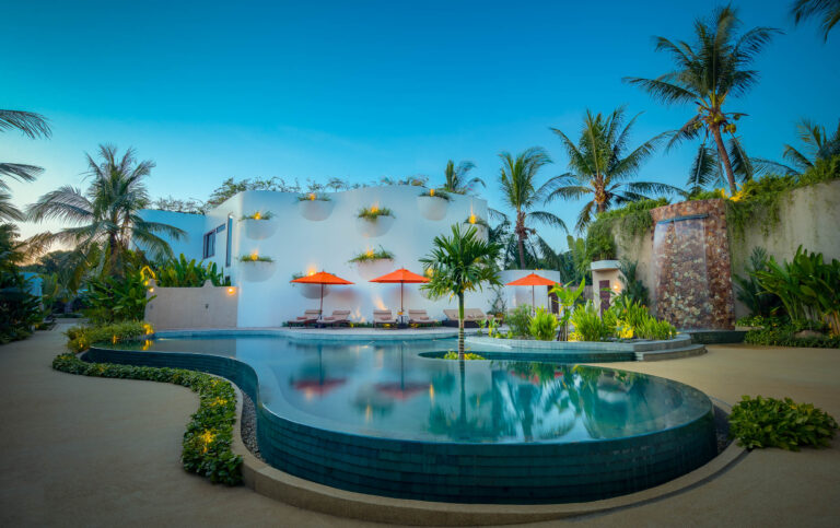 Hero shot of pool at waka villa, siem reap, photographed by exposure siem reap