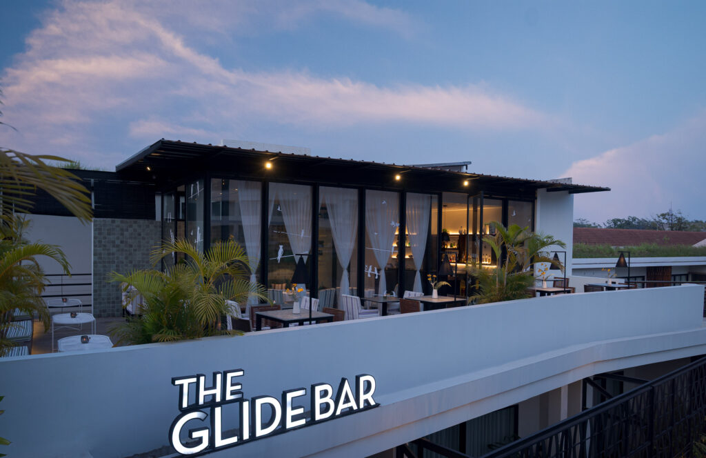 The Glide Bar exterior evening photography Aviary Hotel Siem Reap