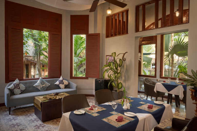 restaurant in the colonial building of la rivier dankgor boutique hotel in siem reap