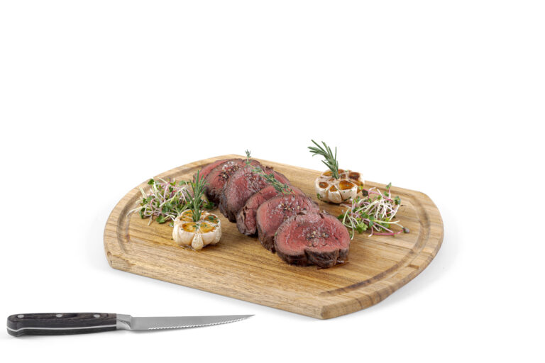 Steak on plain white background food photography