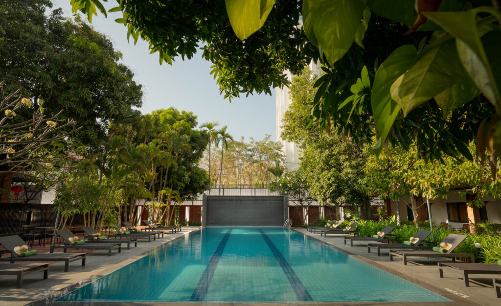 Large hero image of pool at boutique hotel in siem reap