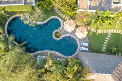 Drone photography of Navutu Dreams resort by Exposure Siem Reap Hotel Photography